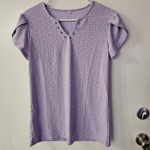 Lavender Eyelet Women Top